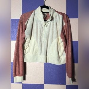 NWT L*Space Best Life Terry Pullover in White and Red Colorblock